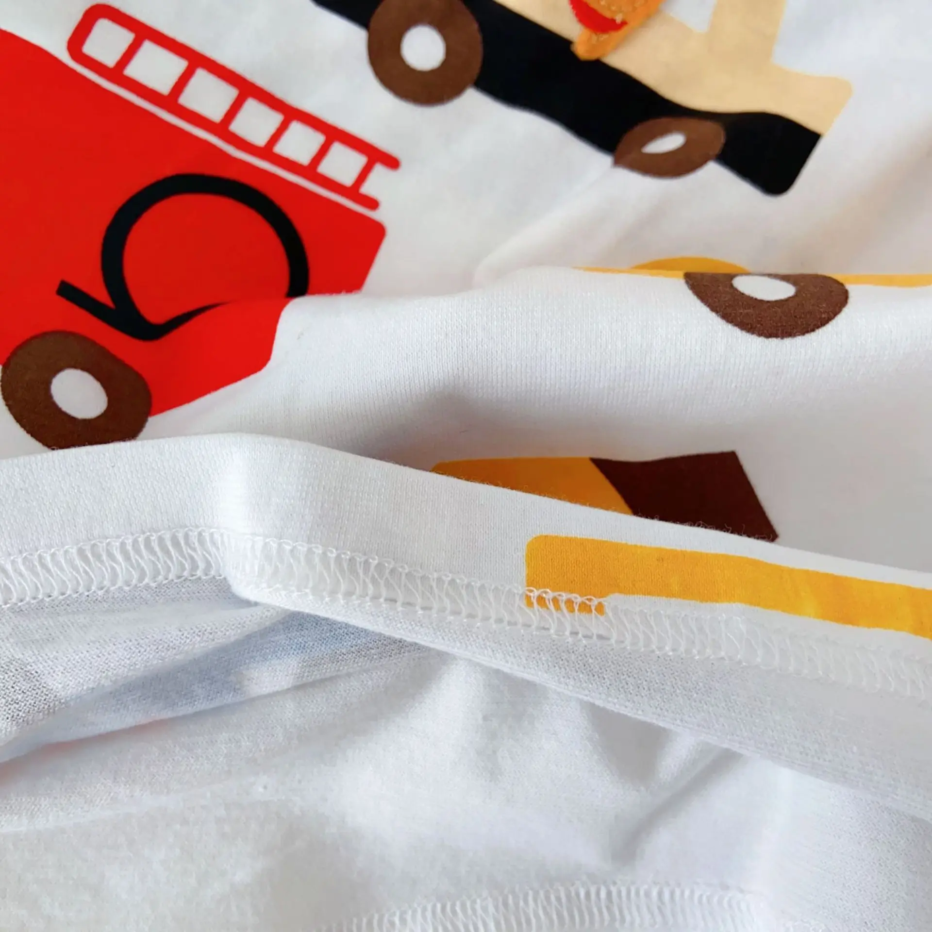 Children's Lambdonne Working Cars T-Shirt White Blue - Image 5