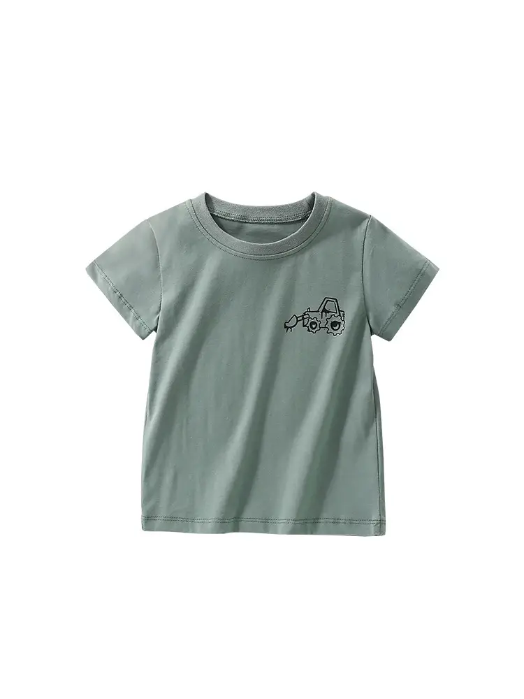 Malwee Boys Green Moto Graphic T-Shirt Round Neck Summer Casual