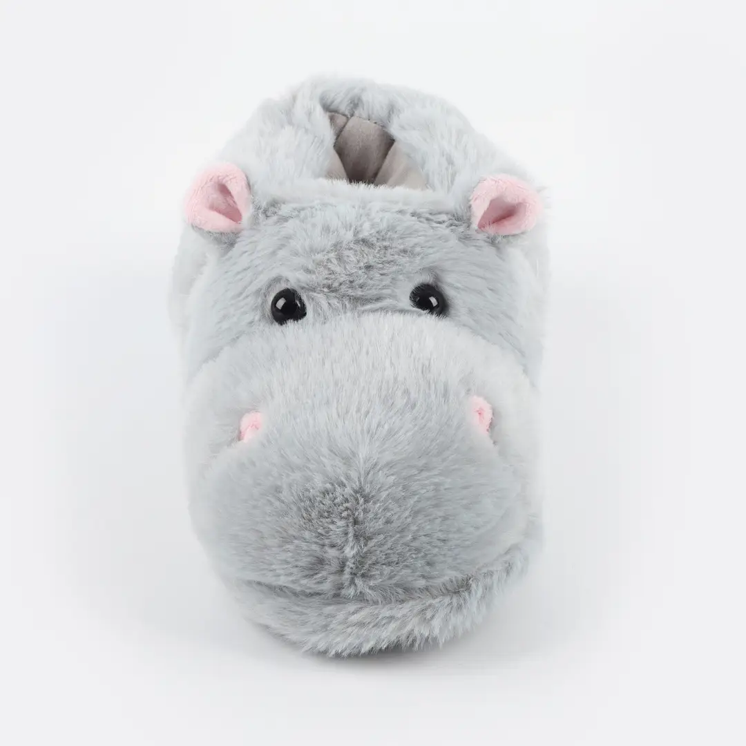 Cotton Slippers for Men and Women Winter Comfortable Plush Warm Non-Slip All-Heel Ugly Cute Cute Hippo Couple's Home Shoes - Image 3