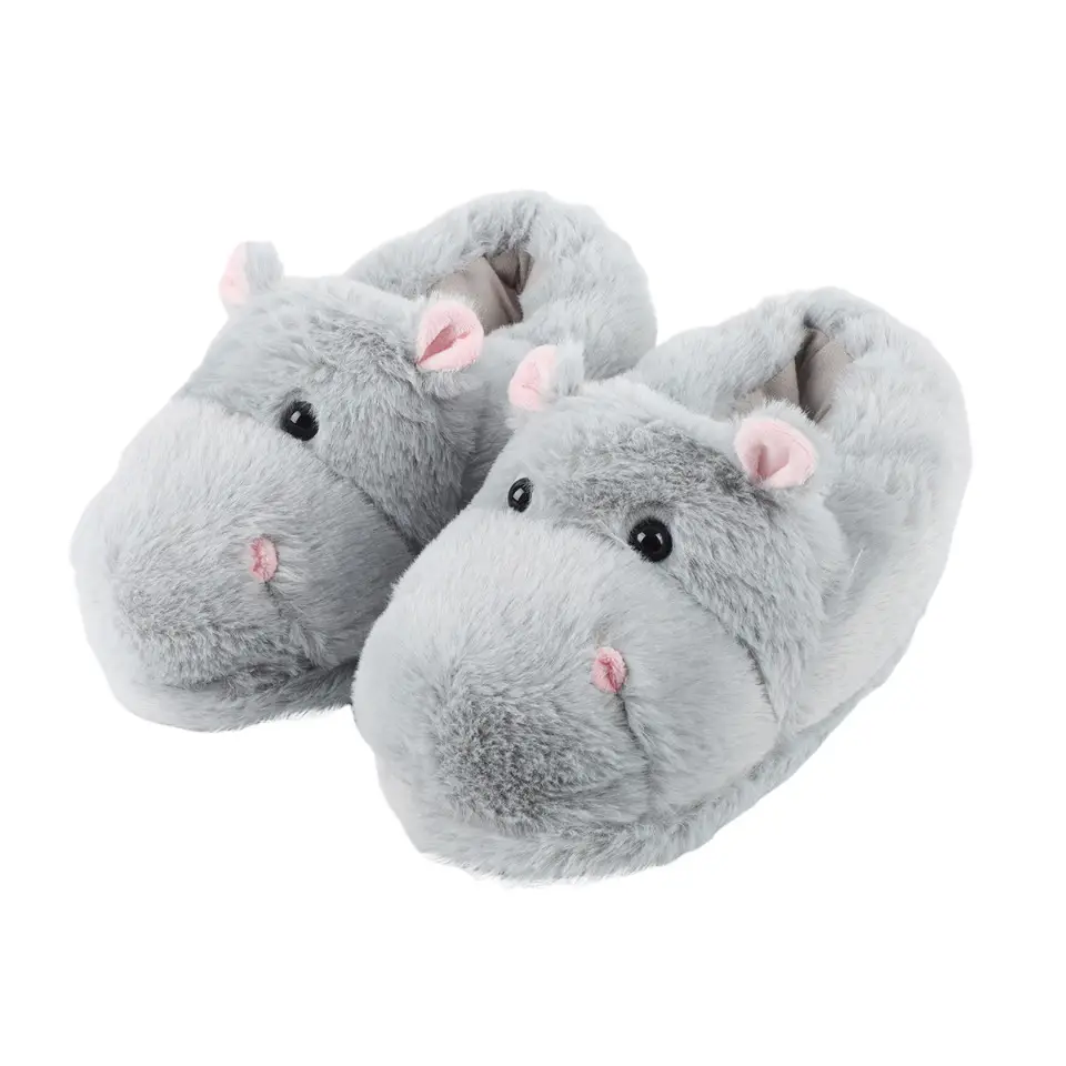 Cotton Slippers for Men and Women Winter Comfortable Plush Warm Non-Slip All-Heel Ugly Cute Cute Hippo Couple's Home Shoes — feature 7
