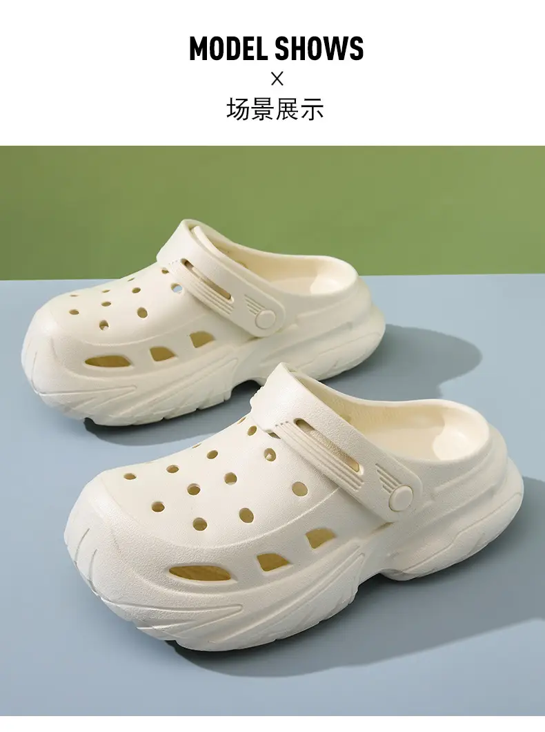 Thick-soled hole shoes women's summer outdoor wear heightening non-slip slippers eva breathable non-smelly feet wear-resistant beach baotou mop — feature 12