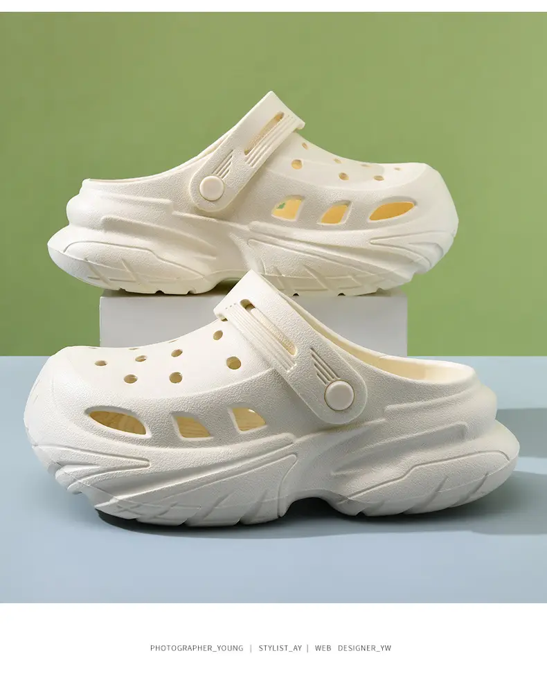 Thick-soled hole shoes women's summer outdoor wear heightening non-slip slippers eva breathable non-smelly feet wear-resistant beach baotou mop — feature 14