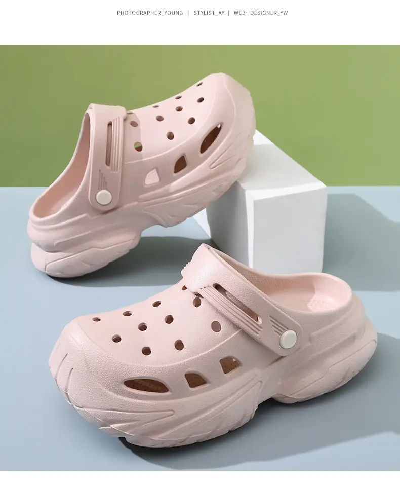 Thick-soled hole shoes women's summer outdoor wear heightening non-slip slippers eva breathable non-smelly feet wear-resistant beach baotou mop — feature 16