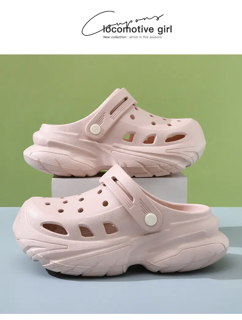 Thick-soled hole shoes women's summer outdoor wear heightening non-slip slippers eva breathable non-smelly feet wear-resistant beach baotou mop — feature 17