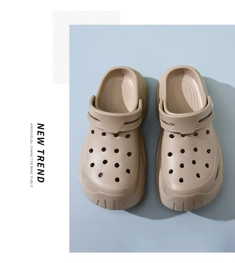 Thick-soled hole shoes women's summer outdoor wear heightening non-slip slippers eva breathable non-smelly feet wear-resistant beach baotou mop — feature 18
