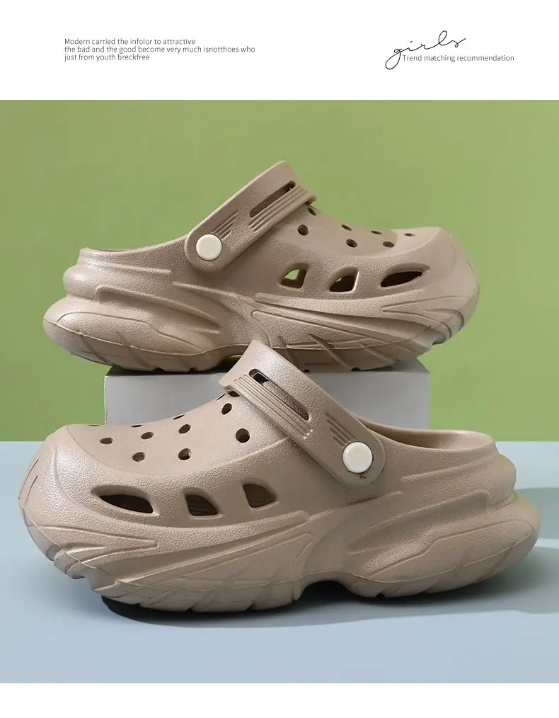 Thick-soled hole shoes women's summer outdoor wear heightening non-slip slippers eva breathable non-smelly feet wear-resistant beach baotou mop — feature 20