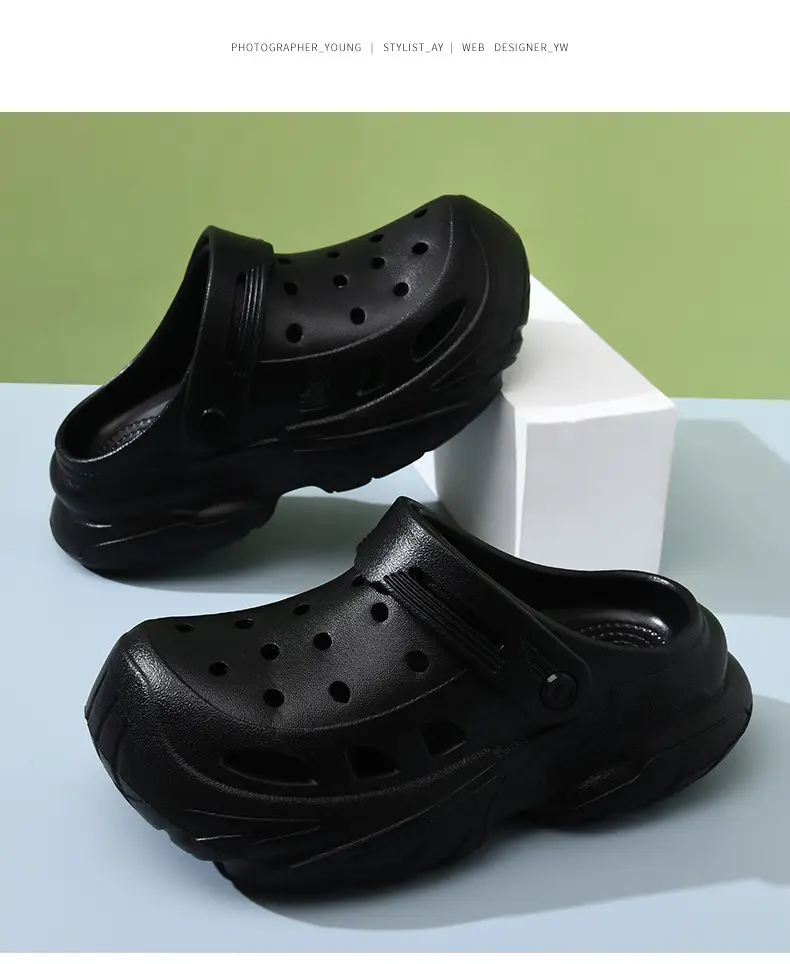 Thick-soled hole shoes women's summer outdoor wear heightening non-slip slippers eva breathable non-smelly feet wear-resistant beach baotou mop — feature 22