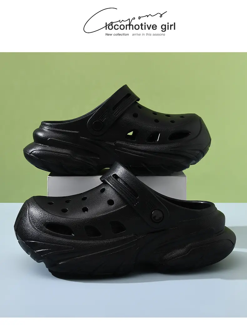 Thick-soled hole shoes women's summer outdoor wear heightening non-slip slippers eva breathable non-smelly feet wear-resistant beach baotou mop — feature 23
