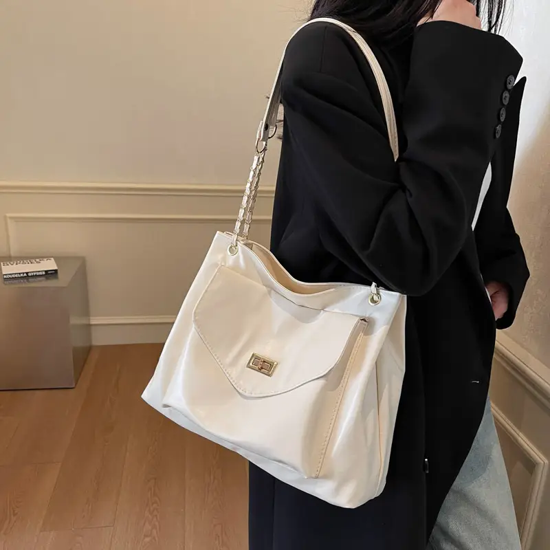 White Korean Style Large Capacity Shoulder Bag for Women - Image 5