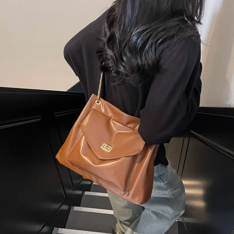 White Korean Style Large Capacity Shoulder Bag for Women - Image 7
