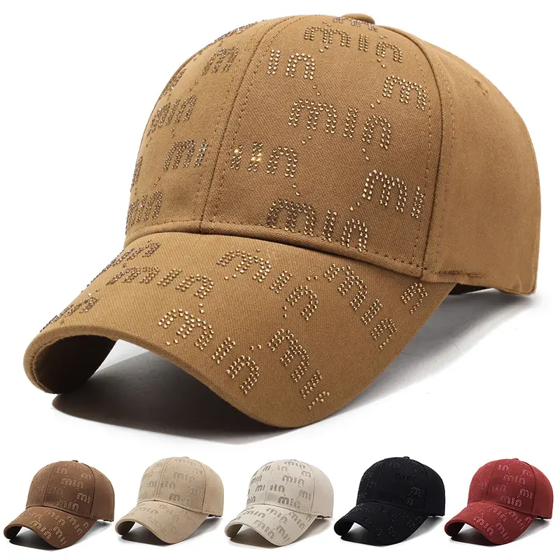 Women Black Rhinestone Baseball Cap All Season