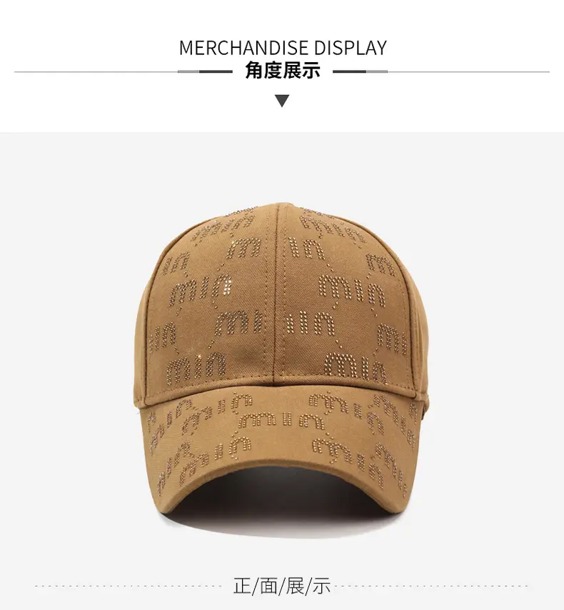 Women Black Rhinestone Baseball Cap All Season — feature 8