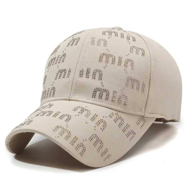Women Black Rhinestone Baseball Cap All Season