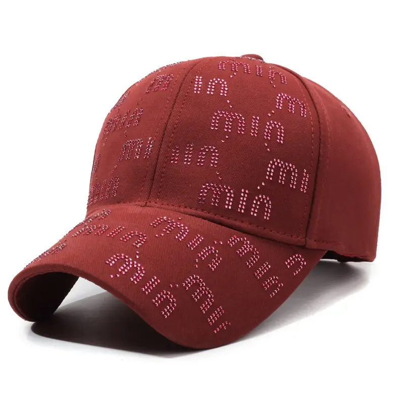Women Black Rhinestone Baseball Cap All Season