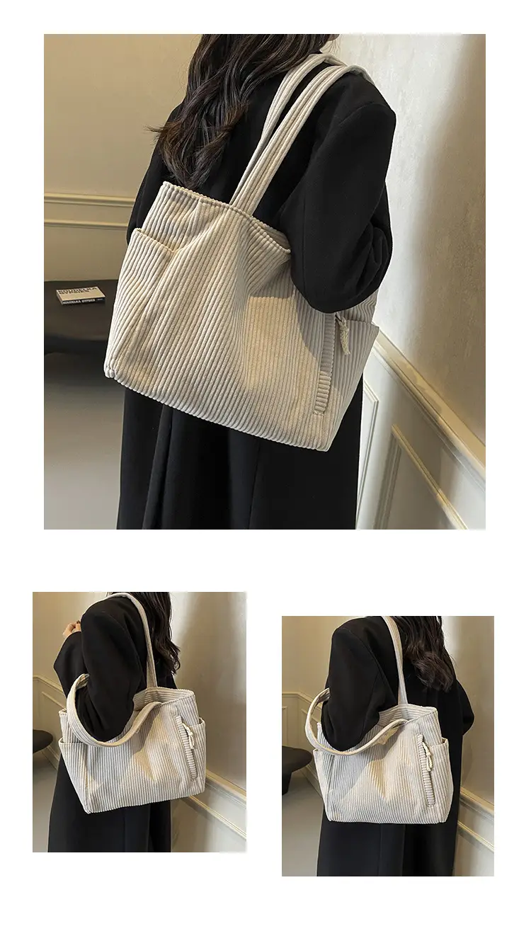 Green Fleece Shoulder Bag Women's Trendy Shopping Tote — feature 11
