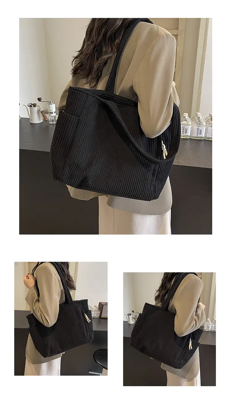 Green Fleece Shoulder Bag Women's Trendy Shopping Tote — feature 12