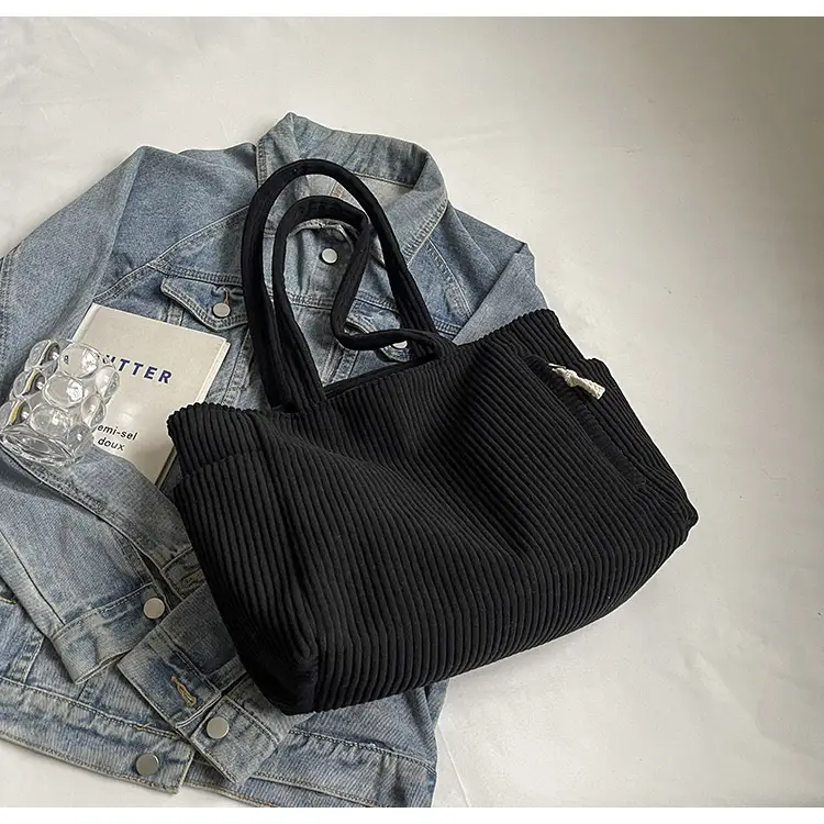 Green Fleece Shoulder Bag Women's Trendy Shopping Tote — feature 16