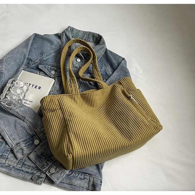 Green Fleece Shoulder Bag Women's Trendy Shopping Tote — feature 17