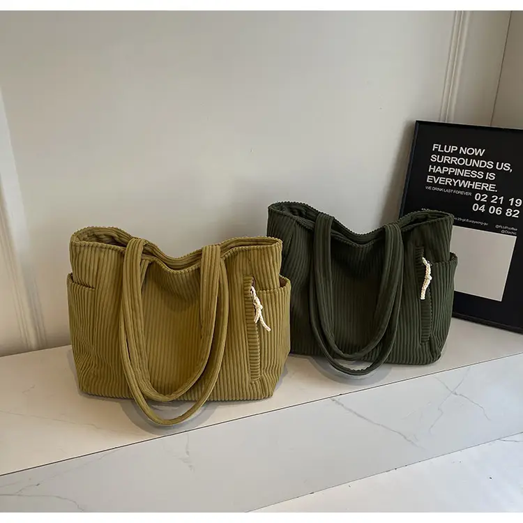 Green Fleece Shoulder Bag Women's Trendy Shopping Tote — feature 21