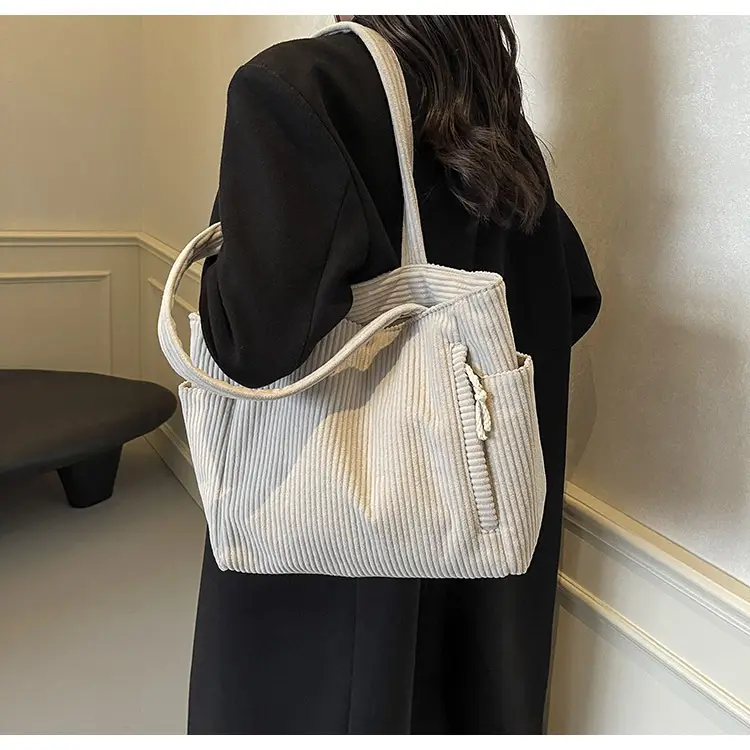 Green Fleece Shoulder Bag Women's Trendy Shopping Tote — feature 33