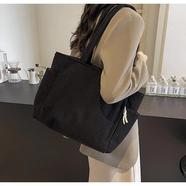 Green Fleece Shoulder Bag Women's Trendy Shopping Tote — feature 34