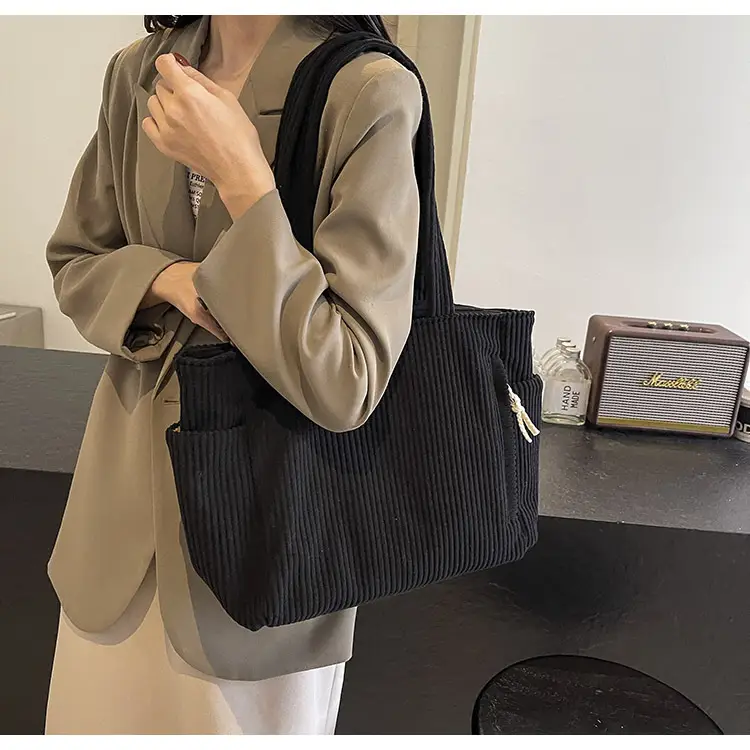 Green Fleece Shoulder Bag Women's Trendy Shopping Tote — feature 35