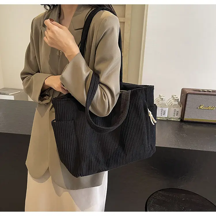 Green Fleece Shoulder Bag Women's Trendy Shopping Tote — feature 36