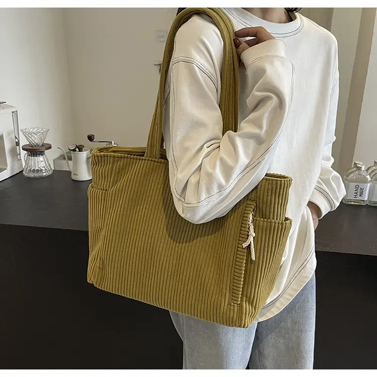 Green Fleece Shoulder Bag Women's Trendy Shopping Tote — feature 38