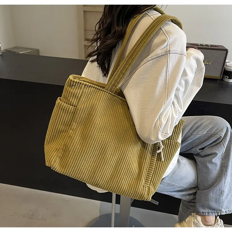 Green Fleece Shoulder Bag Women's Trendy Shopping Tote — feature 39