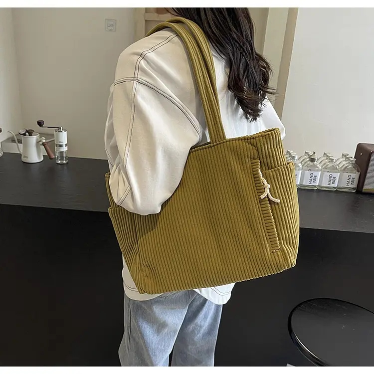 Green Fleece Shoulder Bag Women's Trendy Shopping Tote — feature 40