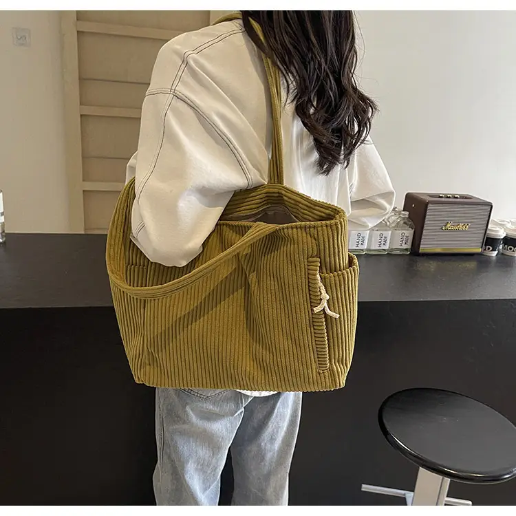 Green Fleece Shoulder Bag Women's Trendy Shopping Tote — feature 41