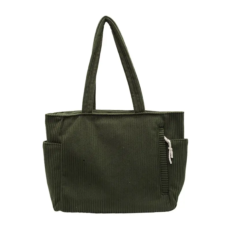 Green Fleece Shoulder Bag Women's Trendy Shopping Tote - Image 4