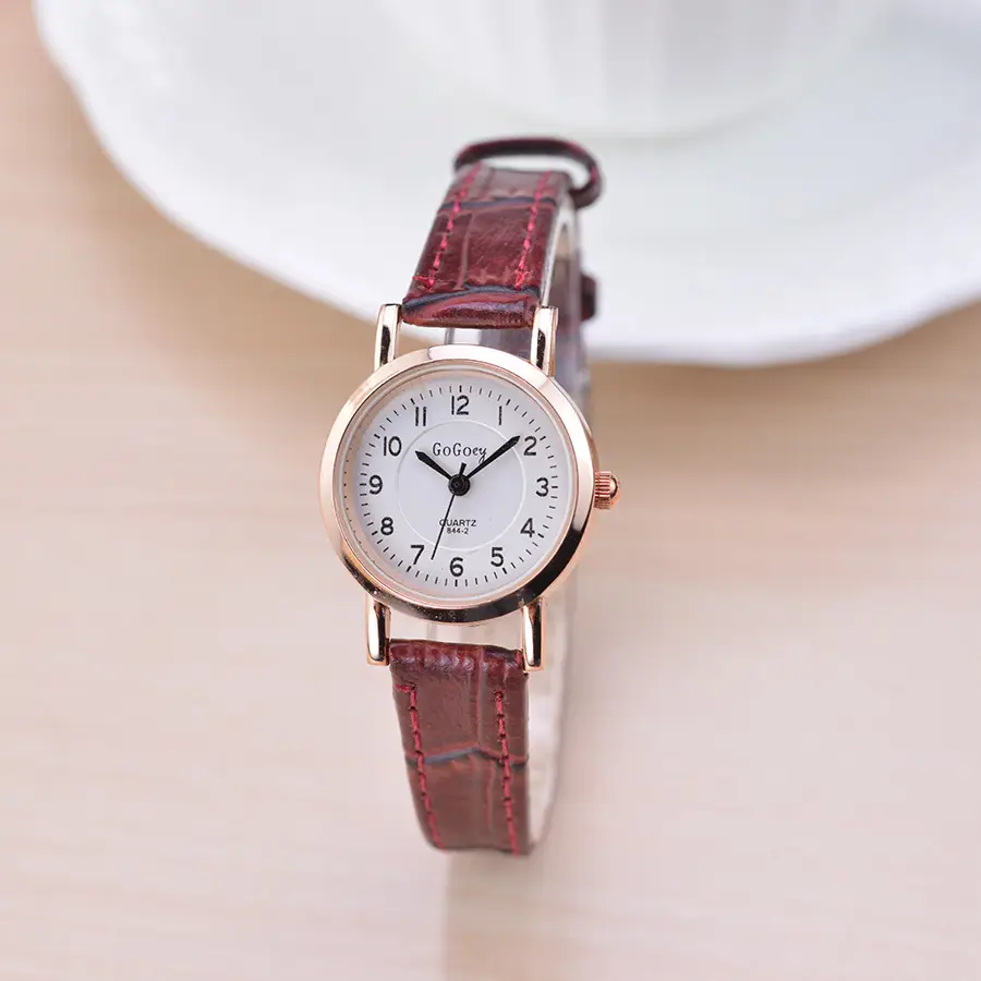 Korean Style Red Leather Watch for Girls