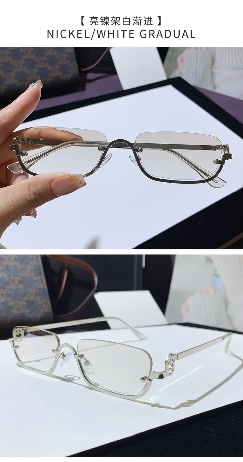 Square Narrow Frame Metal Sunglasses Brown Tinted β feature 13