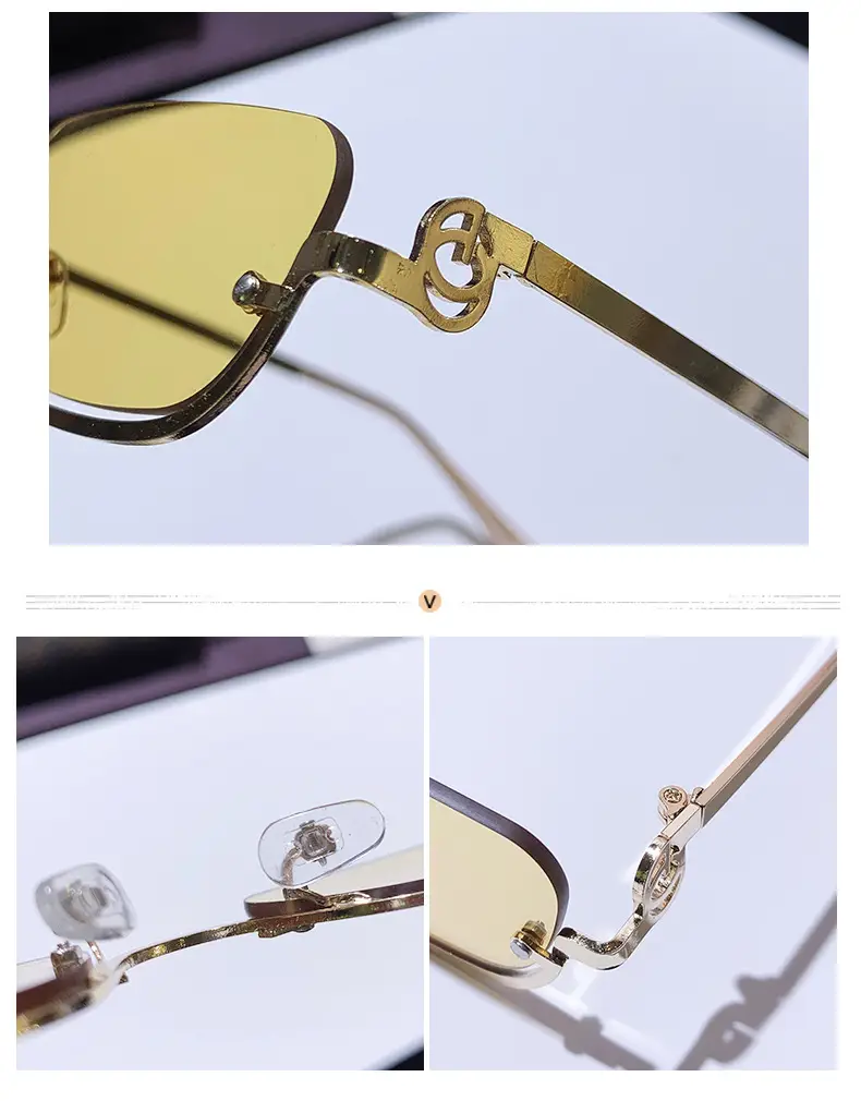 Square Narrow Frame Metal Sunglasses Brown Tinted β feature 4