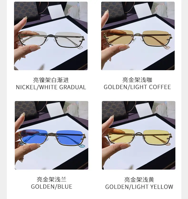 Square Narrow Frame Metal Sunglasses Brown Tinted β feature 7