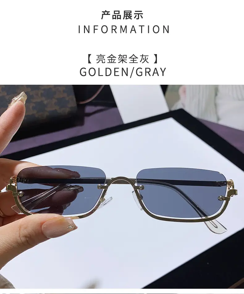 Square Narrow Frame Metal Sunglasses Brown Tinted β feature 8