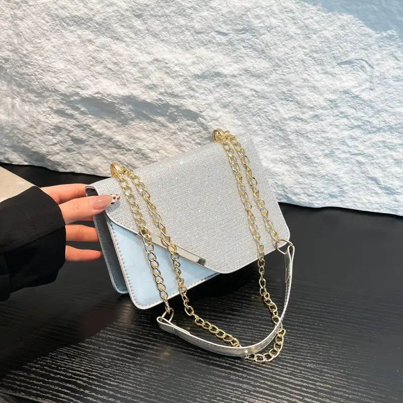 Light Grey Chain Crossbody Bag for Women
