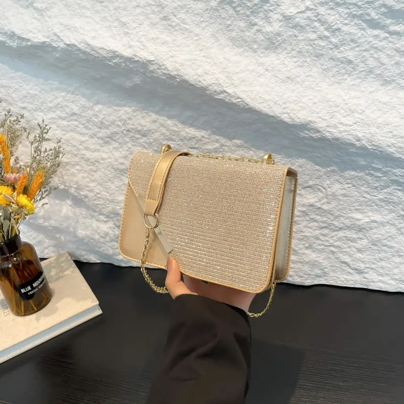 Light Grey Chain Crossbody Bag for Women