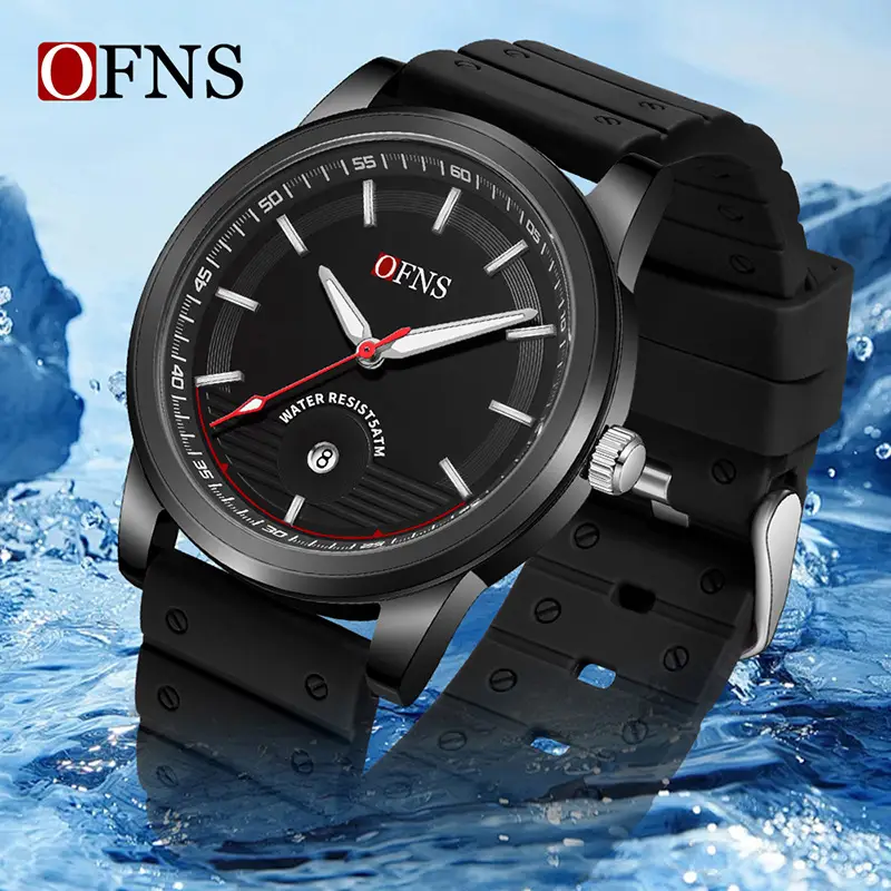 Men's Green Carbon Fiber Quartz Watch with Green Strap
