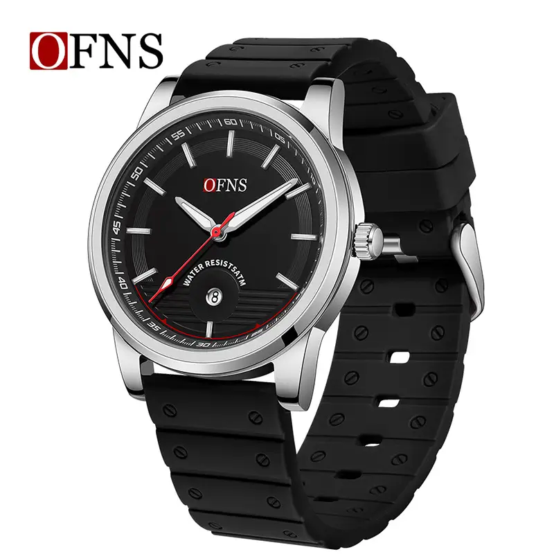 Men's Green Carbon Fiber Quartz Watch with Green Strap