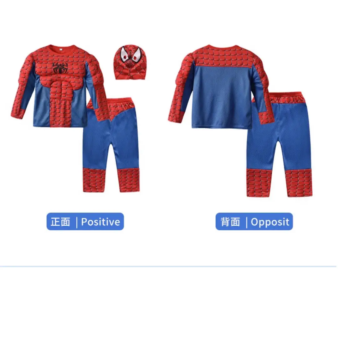 Halloween cospaly Costume Kids Captain America Spiderman Batman Superman Split Muscle Clothes — feature 5