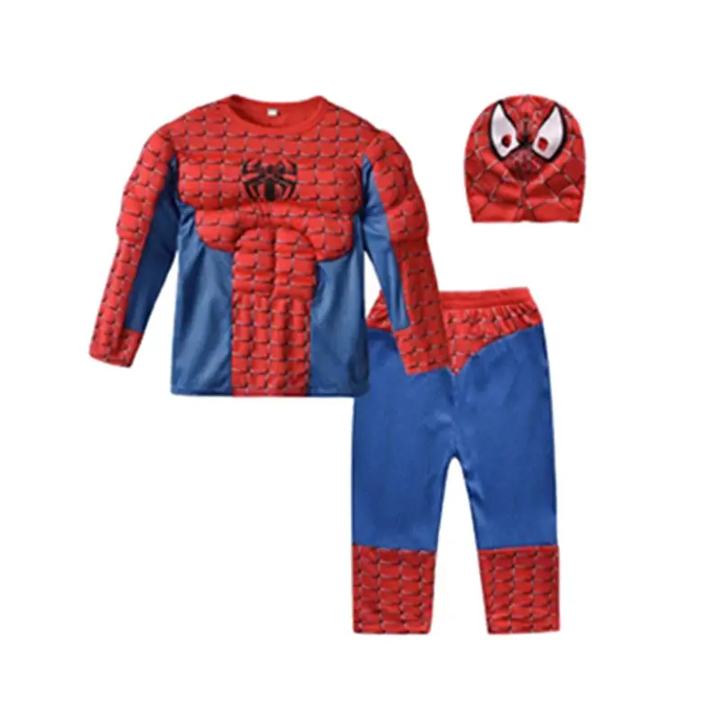 Halloween cospaly Costume Kids Captain America Spiderman Batman Superman Split Muscle Clothes - Image 2