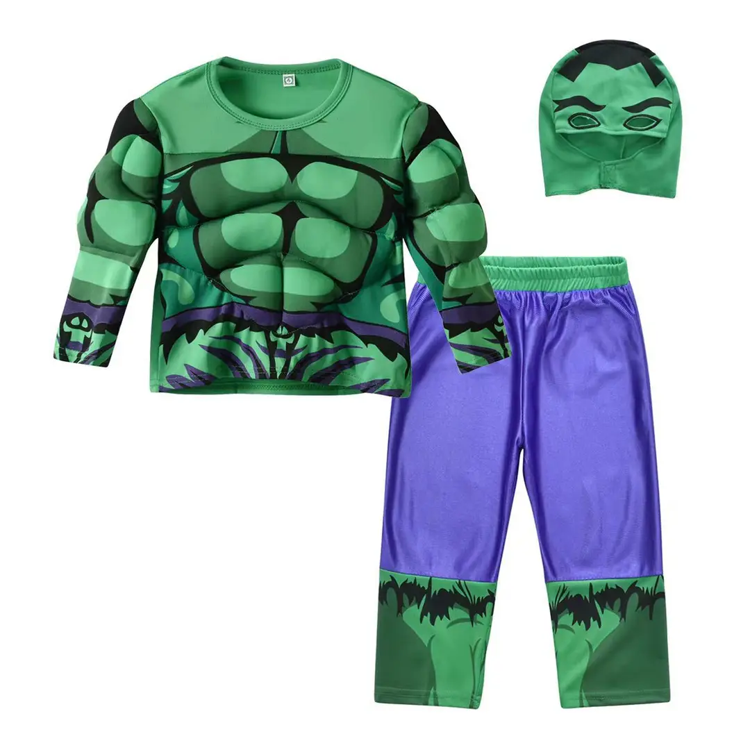 Halloween cospaly Costume Kids Captain America Spiderman Batman Superman Split Muscle Clothes - Image 5