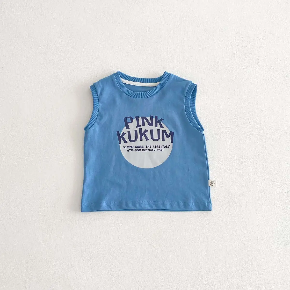 Boys Sleeveless T-Shirt Pink Blue Letter Print — feature 13