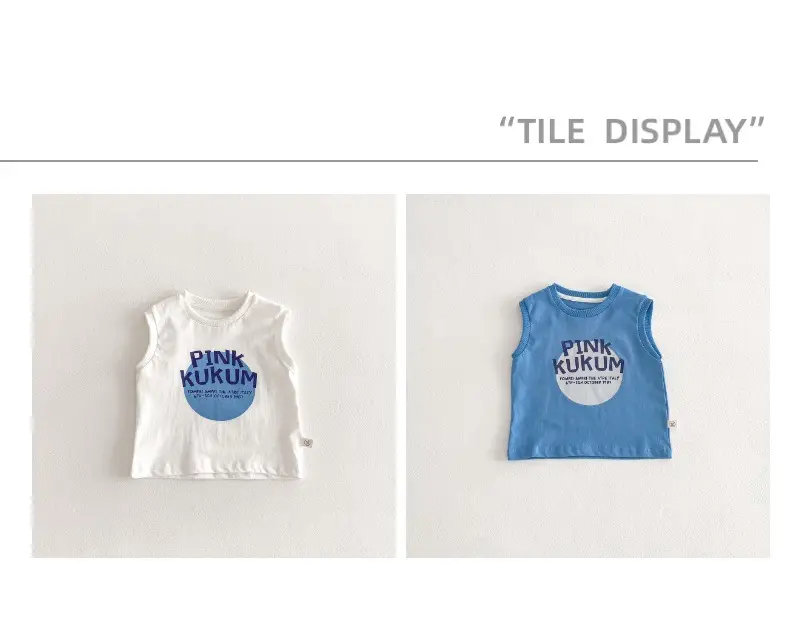 Boys Sleeveless T-Shirt Pink Blue Letter Print — feature 4