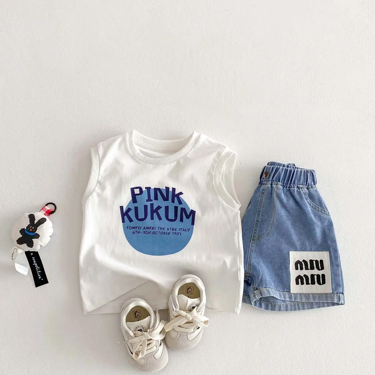 Boys Sleeveless T-Shirt Pink Blue Letter Print — feature 9