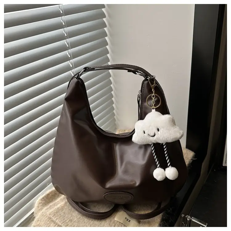 Black Soft PU Shoulder Bag with Cloud Keychain — feature 15