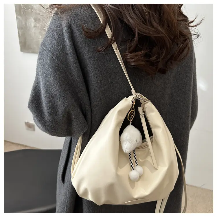 Black Soft PU Shoulder Bag with Cloud Keychain — feature 17