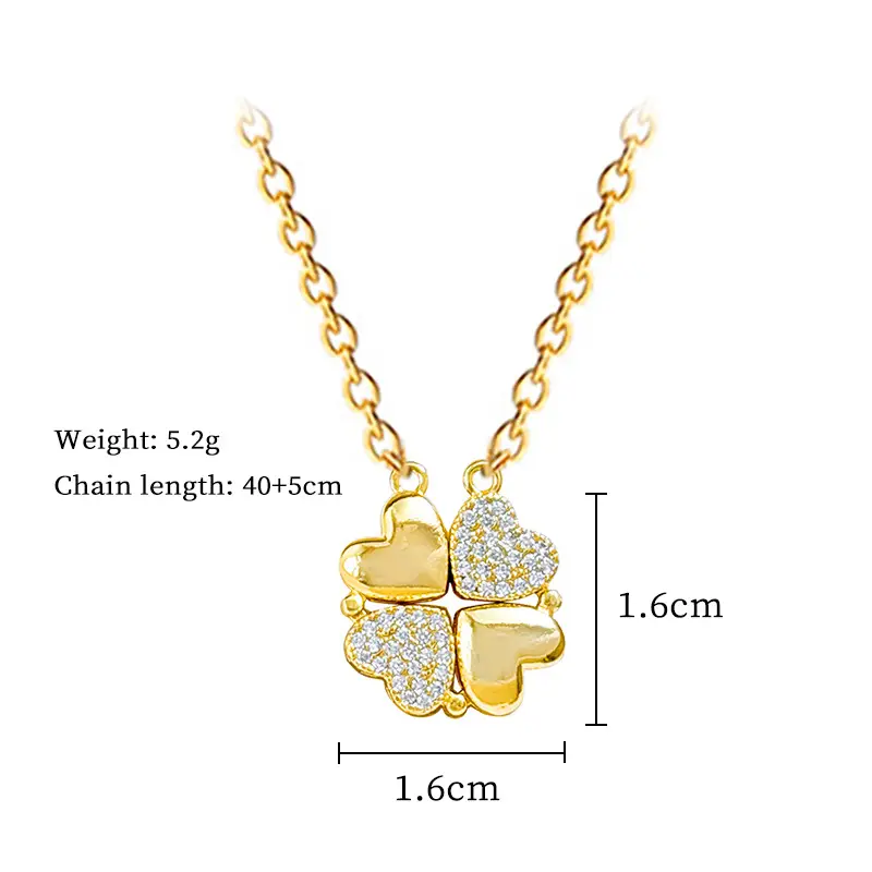 Titanium Steel Women's Diamond Heart Clavicle Necklace — feature 5